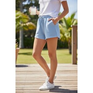 Womens White Fox Large Blue Drawstring Shorts Pockets Clean‎